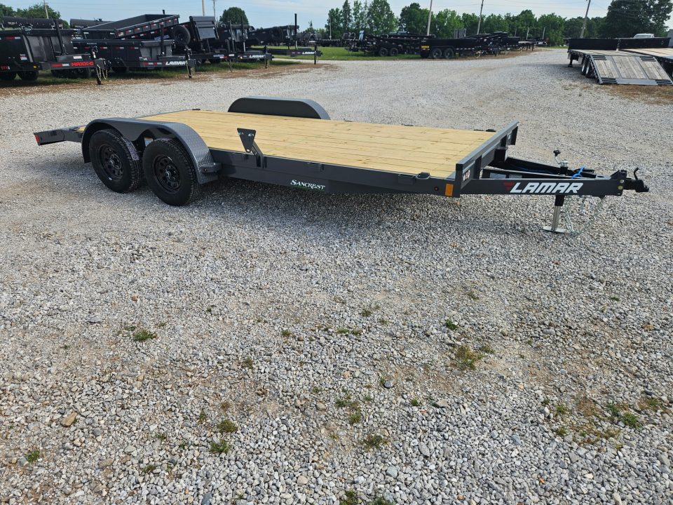 New 2026 Lamar 83X18 TANDEM 7K CAR HAULER W/2' STEEL DOVE & SLIDEOUT RAMPS