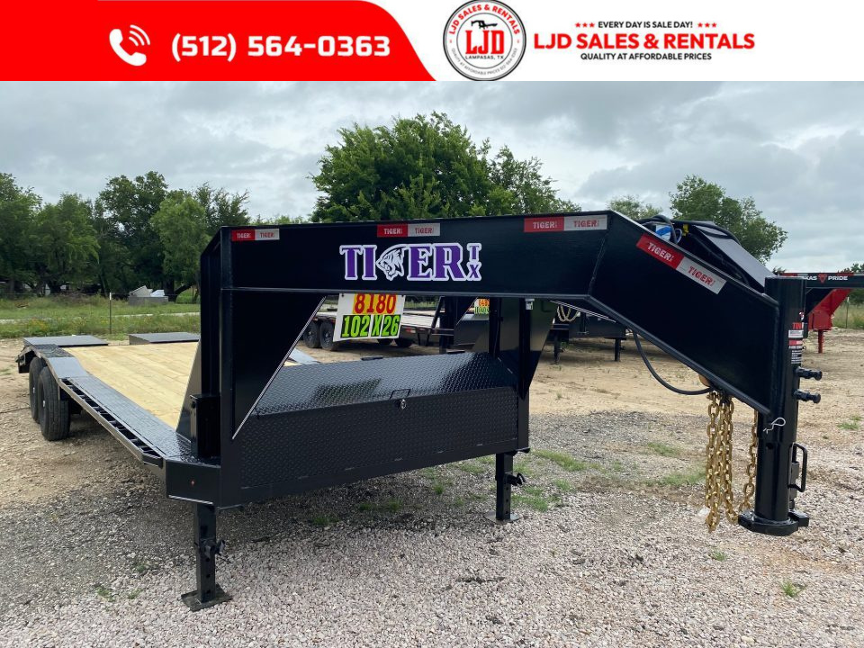 New 2026 Tiger 102 x26' Drive Over Fender Trailer - Mega Ramps - 14K GVWR