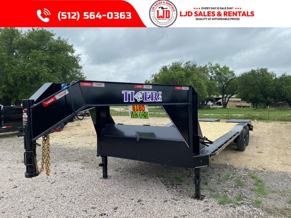 New 2026 Tiger 102"x26' Drive Over Fender Trailer - Mega Ramps - 14K GVWR