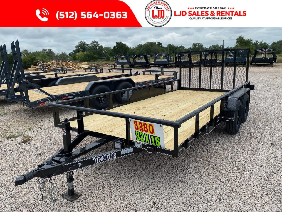 New 2026 Tiger 83" x 16' - Utility Trailer - Gate - Brakes