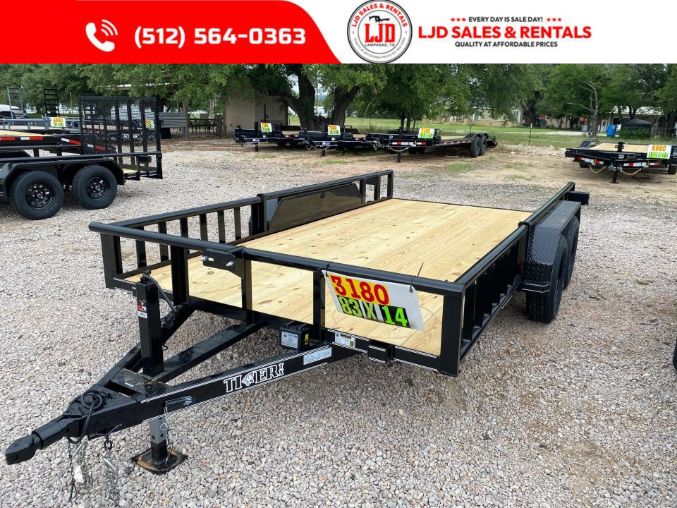 New 2026 Tiger 83" x 14' - Utility Trailer - Gate - Brakes