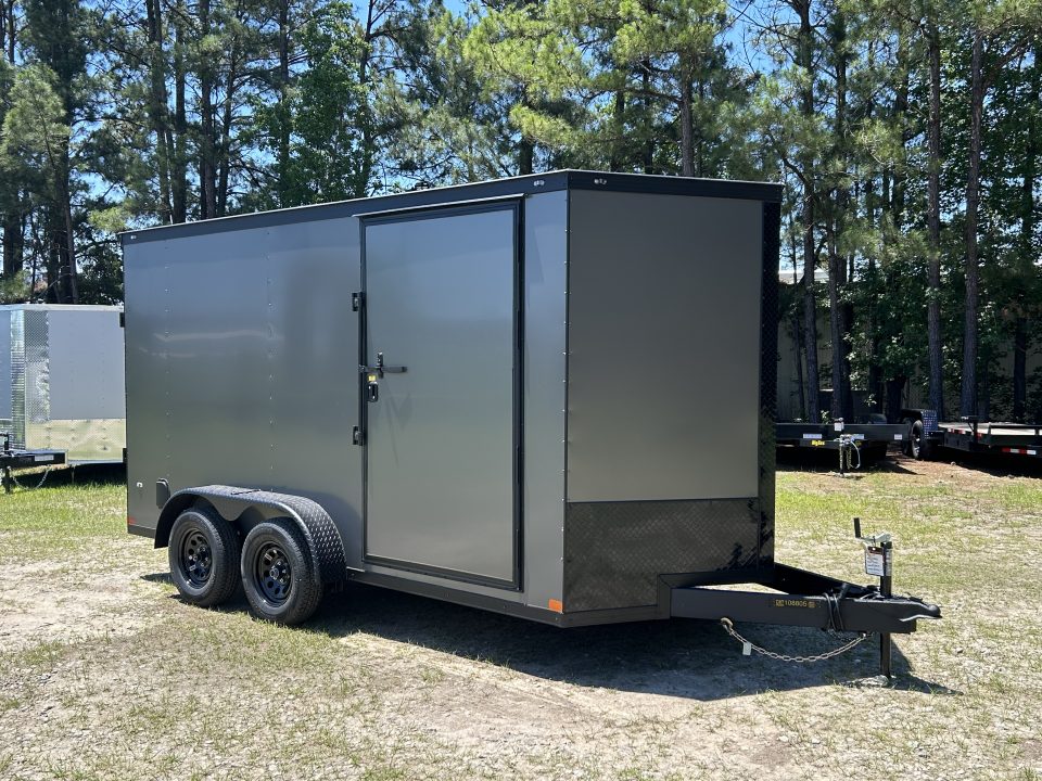 New 2026 Covered Wagon 7x14 Cargo / Enclosed Trailer, with 84" Int Ht, Polycore, Black-Out Pkg
