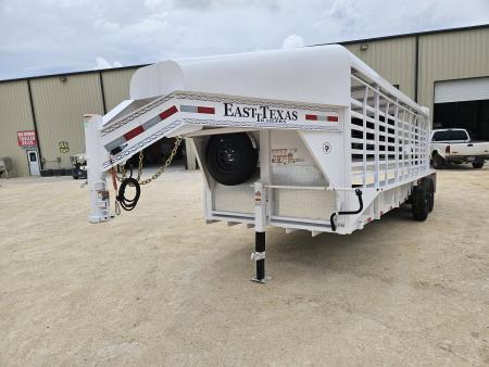 New 2027 East Texas Trailers 20' Gooseneck Stock Trailer w/ Rubber Cleated Floors