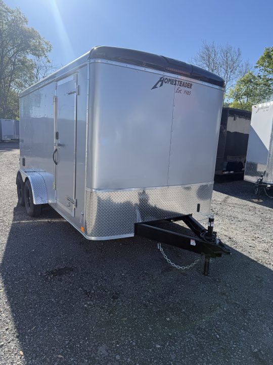 New 2026 Homesteader 7x14 Cargo Trailer - RAMP Door - SILVER