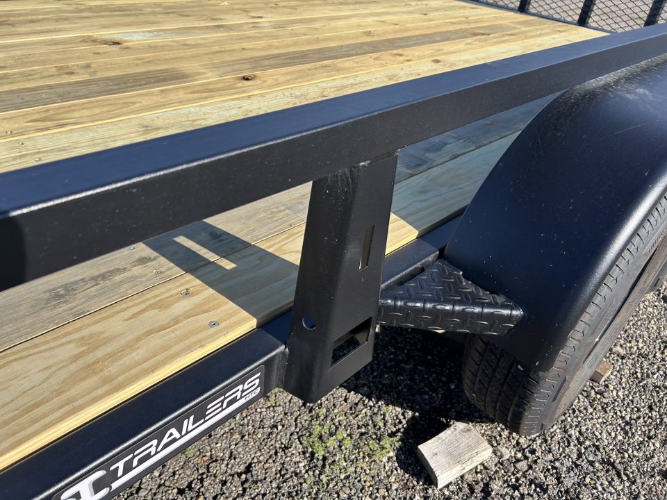 New 2027 HTC 7 X 16 FT TANDEM AXLE STEEL UTILITY TRAILER SPRING ASSIST GATE