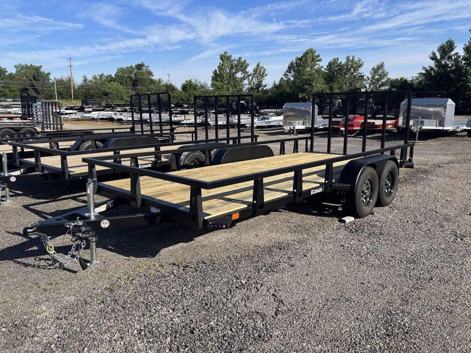 New 2027 HTC 7 X 16 FT TANDEM AXLE STEEL UTILITY TRAILER SPRING ASSIST GATE