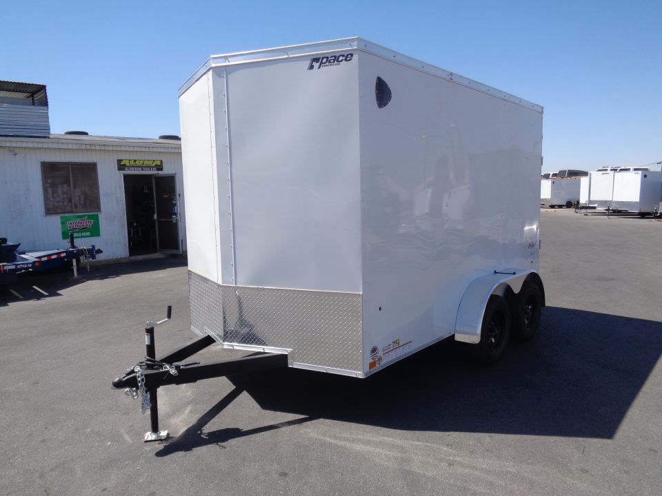 New 2026 Pace American - Out Back DLX - 7x12 V-Nose Tandem Axle 7k Cargo Trailer w/ Rear Ramp Door