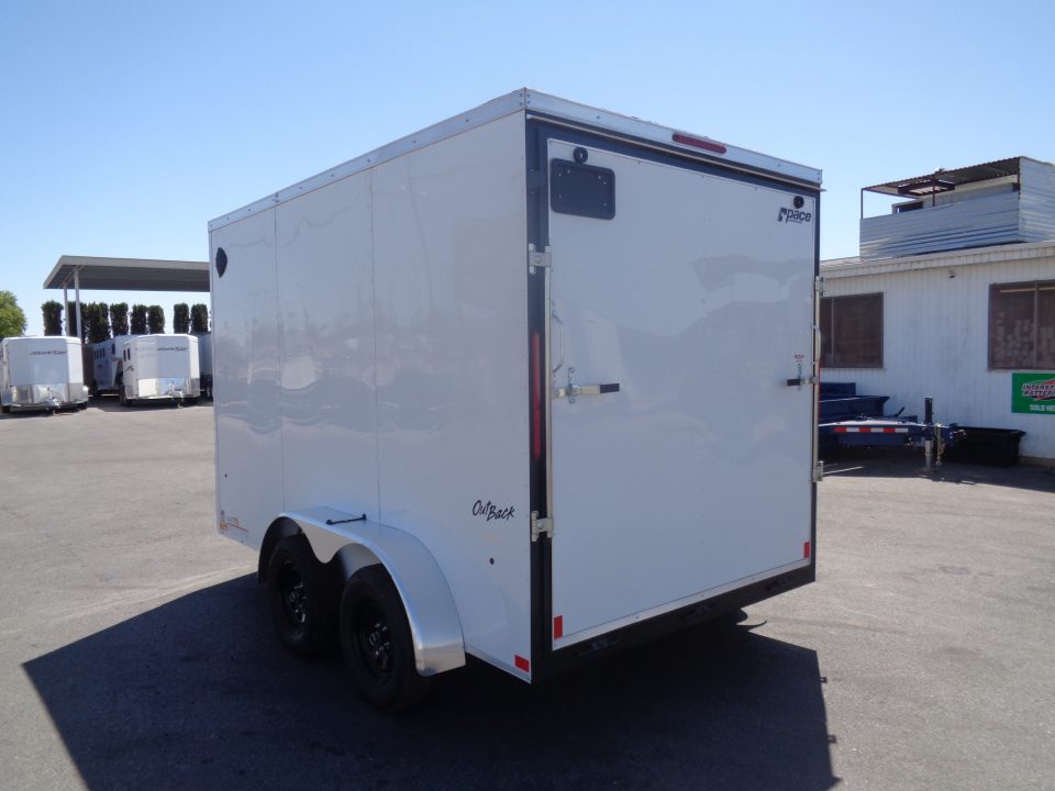 New 2026 Pace American - Out Back DLX - 7x12 V-Nose Tandem Axle 7k Cargo Trailer w/ Rear Ramp Door