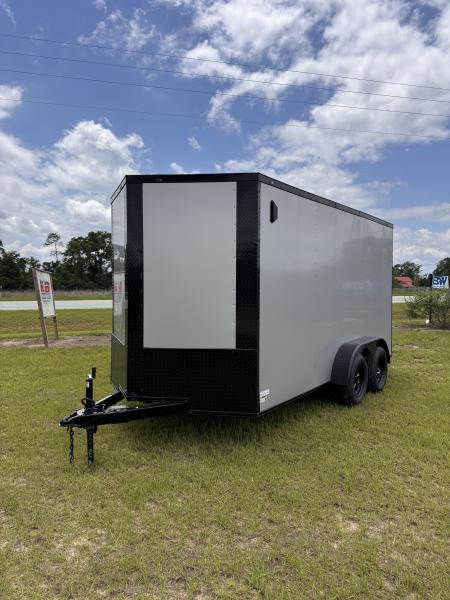 New 2026 JC Mfg Inc 7x14TA Silver/Blackout Cargo / Enclosed Trailer
