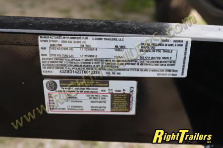 New 2026 7X14 U-Dump Dump Trailer