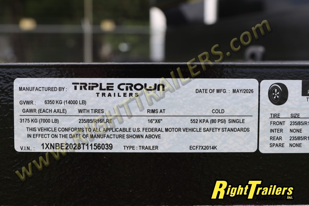 New 2026 7X20 Triple Crown Equipment Trailer