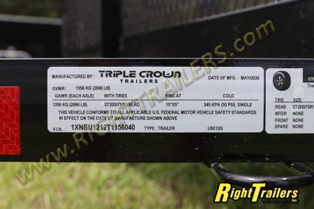 New 2026 6X12 Triple Crown Utility Trailer