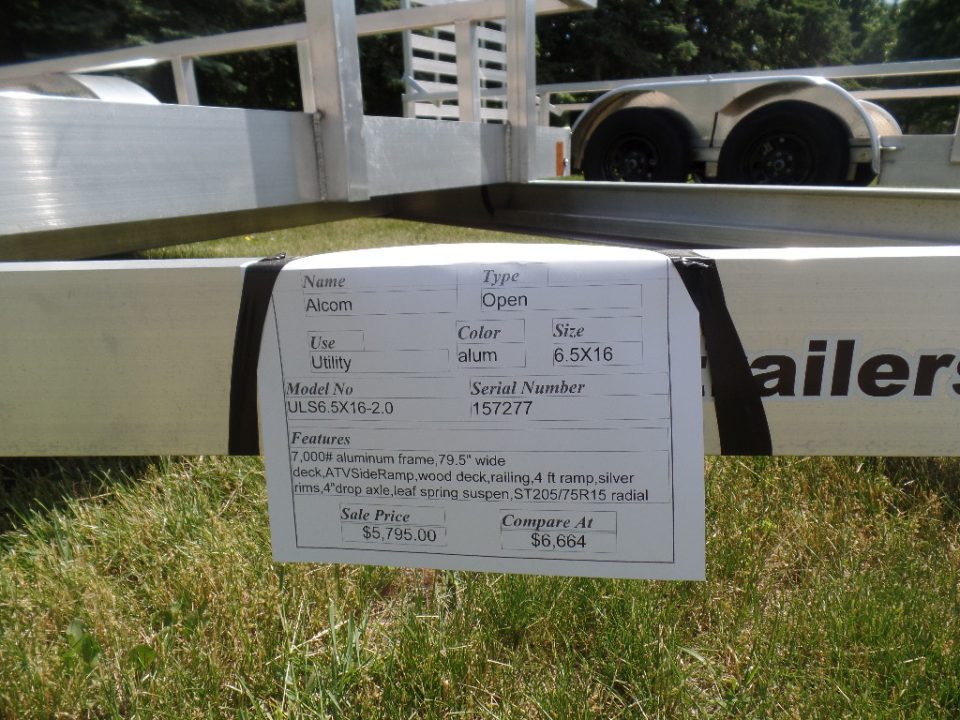 New 2026 ALCOM EXAMPLE / 79.5" wide deck by 16 ft. long with side ramp Landscape Trailer