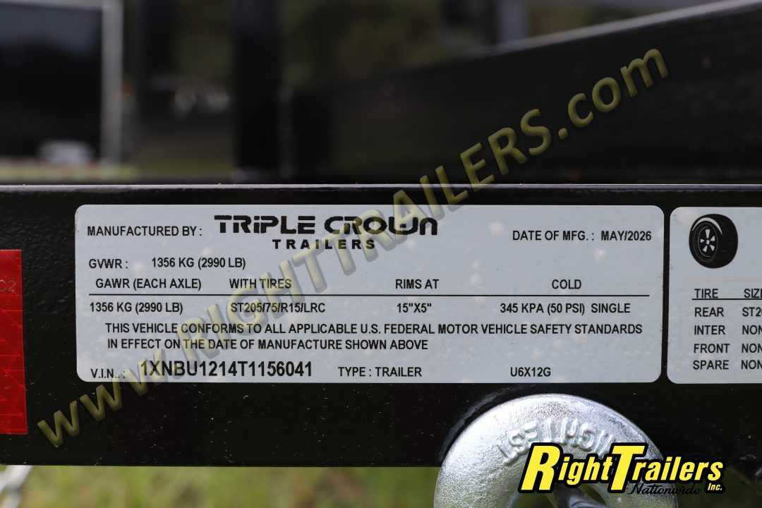 New 2026 6X12 Triple Crown Utility Trailer
