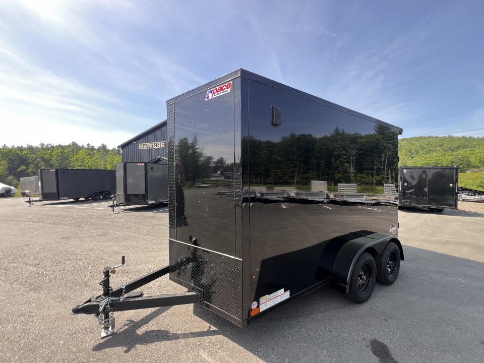 New 2026 Pace American 7x12 + 2ft V nose/ Rear Spoiler/ Polycore / Blackout - 7000GVW