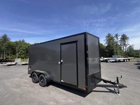New 2026 Pace American 7x16 + 2ft V nose/ Rear Spoiler/ Polycore / Blackout - 7000GVW