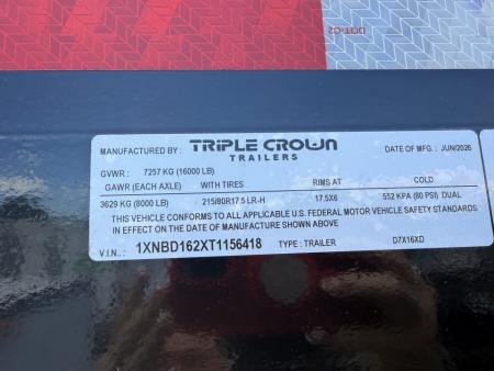 New 2026 Triple Crown Trailers 7x16 Gooseneck Dump Trailer – 16K GVWR | 4' High Sides | Heavy-Duty Dump Trailer