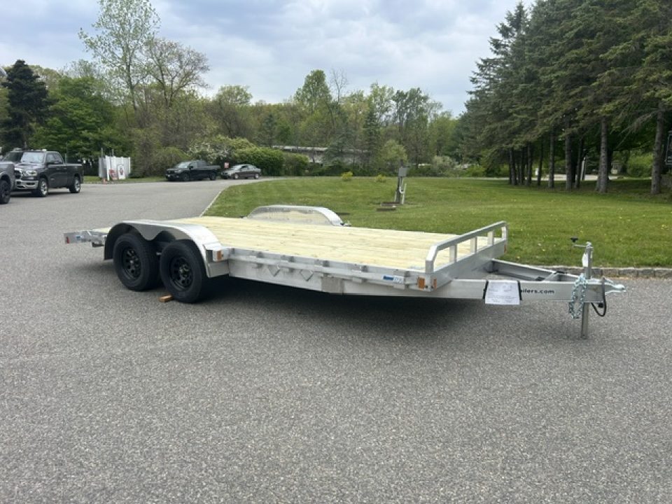 New 2027 ALCOM Open ECO-7X18 Aluminum with Wood Deck Car Hauler