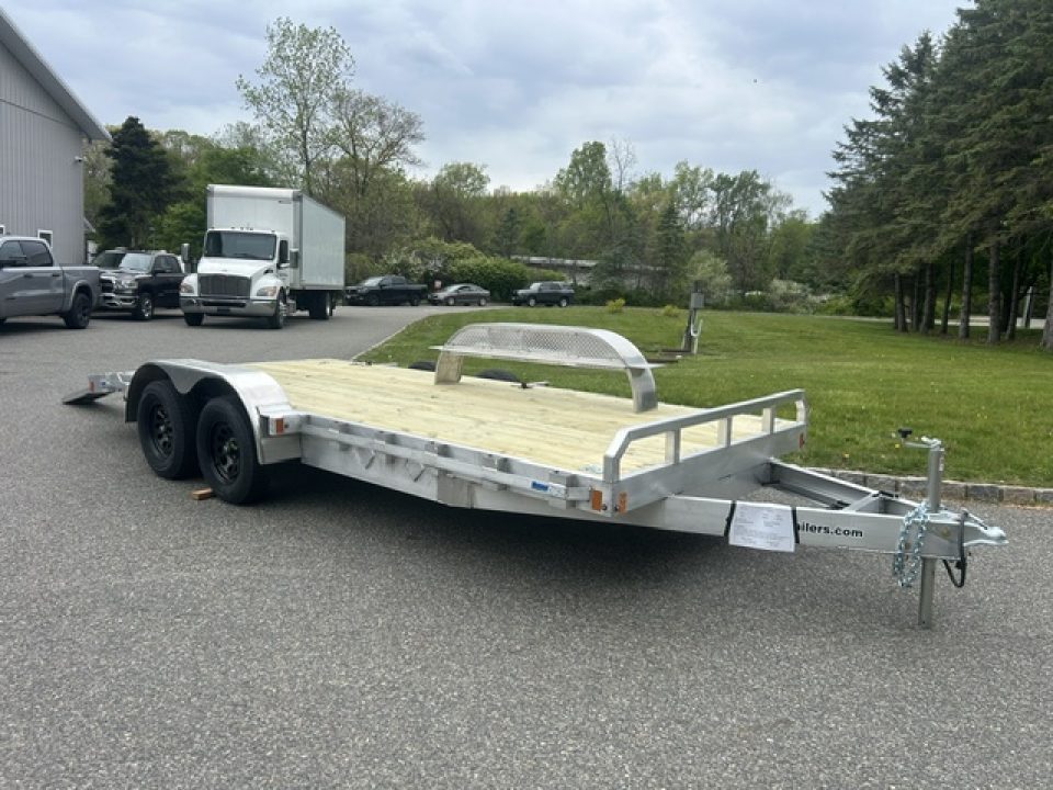 New 2027 ALCOM Open ECO-7X18 Aluminum with Wood Deck Car Hauler