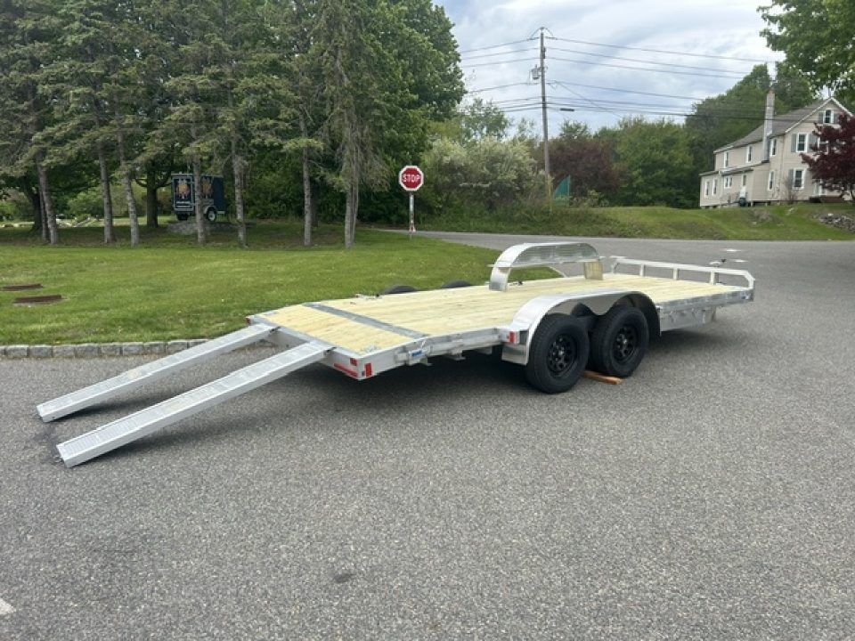New 2027 ALCOM Open ECO-7X18 Aluminum with Wood Deck Car Hauler