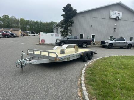 New 2027 ALCOM Open ECO-7X18 Aluminum with Wood Deck Car Hauler