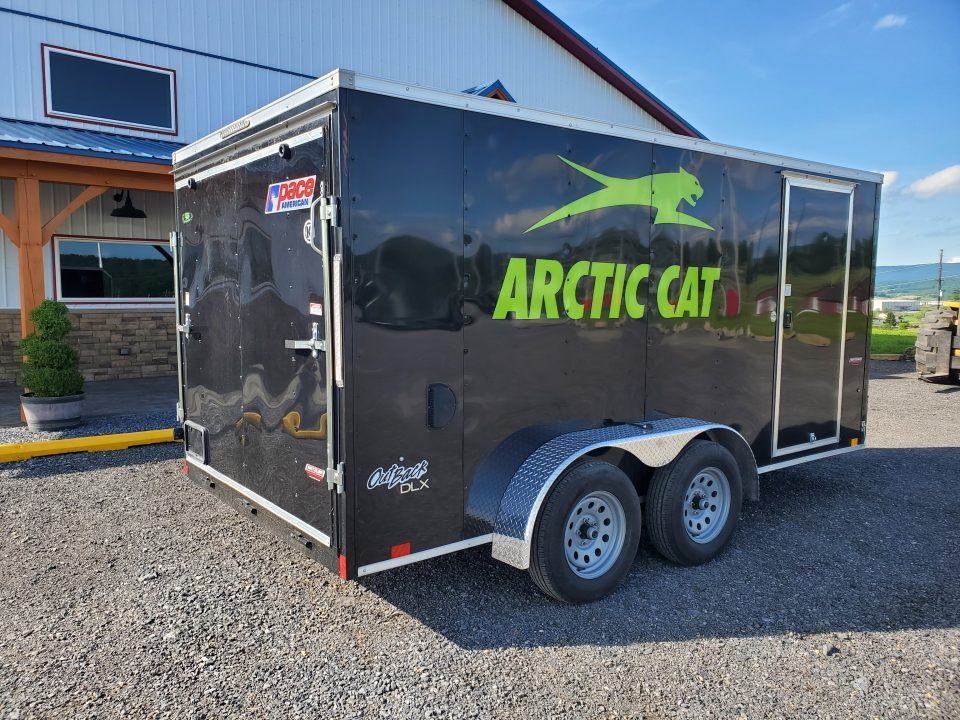Used 2023 Pace American 7 x 14 Outback DLX Flat Top V-Nose 7K Enclosed Trailer