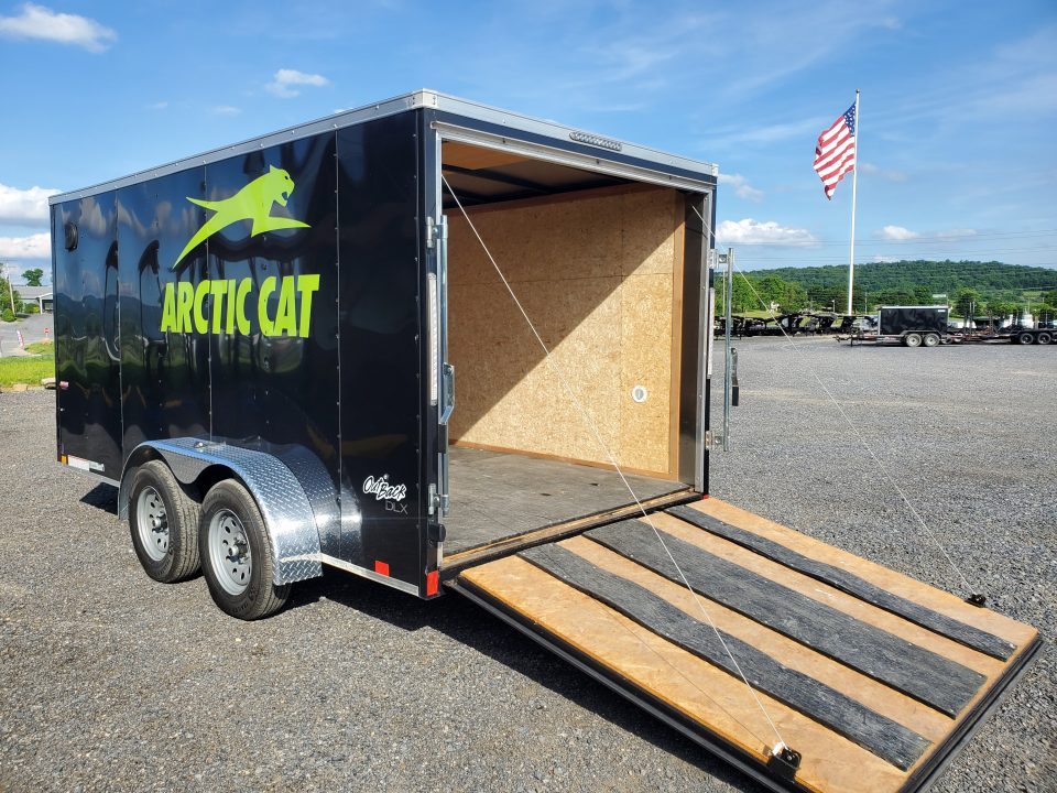 Used 2023 Pace American 7 x 14 Outback DLX Flat Top V-Nose 7K Enclosed Trailer