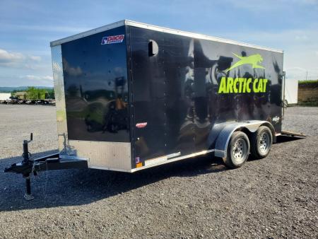 Used 2023 Pace American 7 x 14 Outback DLX Flat Top V-Nose 7K Enclosed Trailer