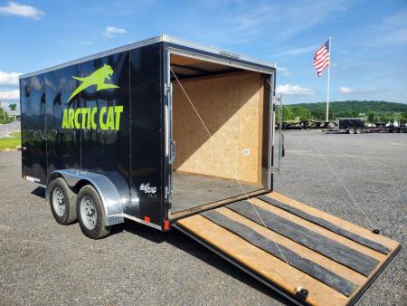 Used 2023 Pace American 7 x 14 Outback DLX Flat Top V-Nose 7K Enclosed Trailer