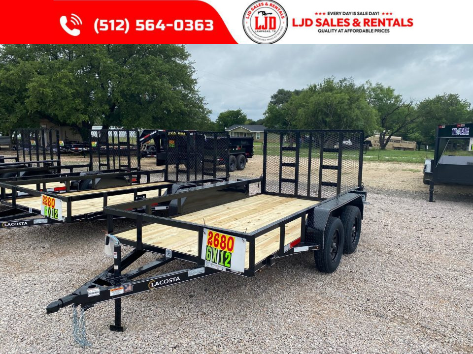 New 2026 Lacosta 6 x 12 - Utility Trailer - TA - GATE
