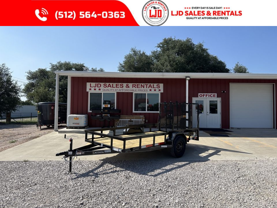 New 2026 Lacosta - 6 x 12 - Utility Trailer -- Spring Asissted 4' Gate-