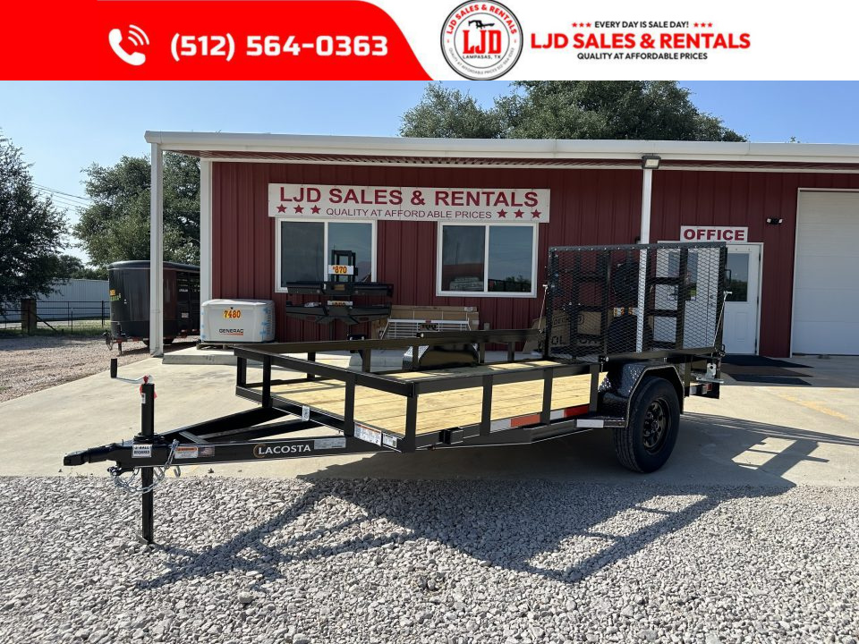 New 2026 Lacosta - 6 x 12 - Utility Trailer -- Spring Asissted 4' Gate-