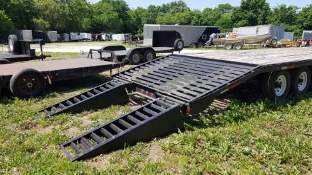 Used 2002 Load Trail 102x35+5 Deckover Gooseneck triple axle Equipment Trailer 20K