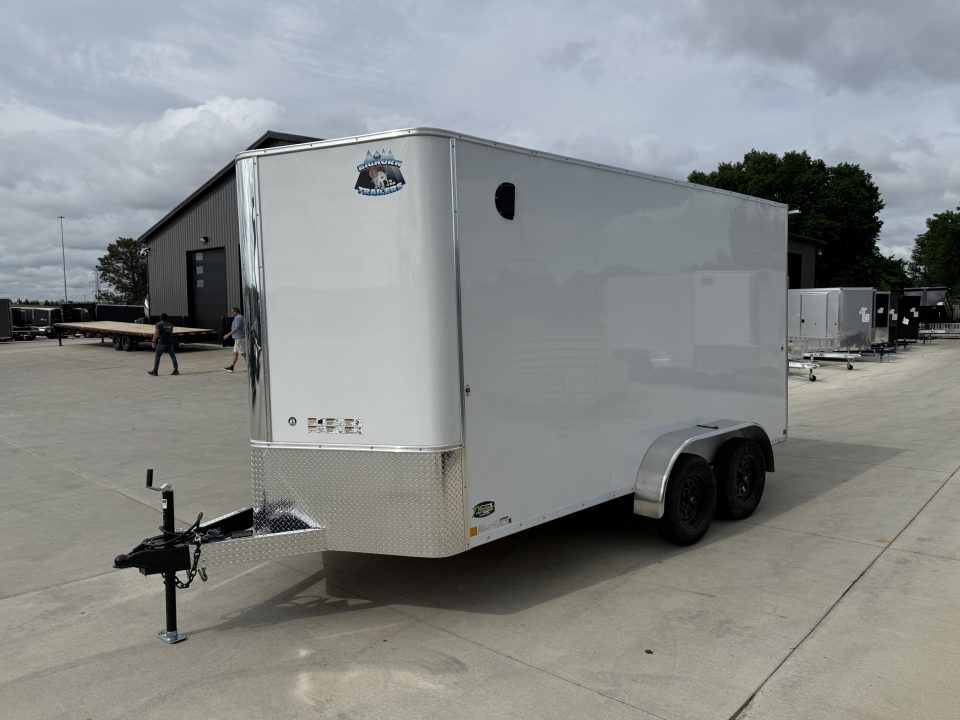 New 2027 Bighorn R&M TALL 7x14 + 2’V Nose Rear Ramp Enclosed Cargo Trailer