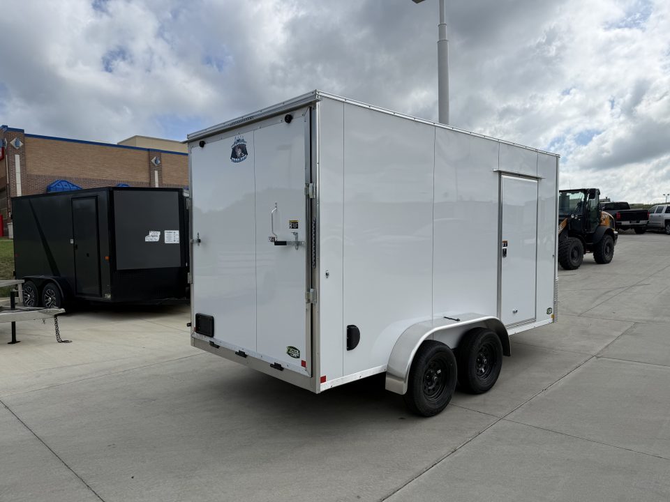New 2027 Bighorn R&M TALL 7x14 + 2’V Nose Rear Ramp Enclosed Cargo Trailer