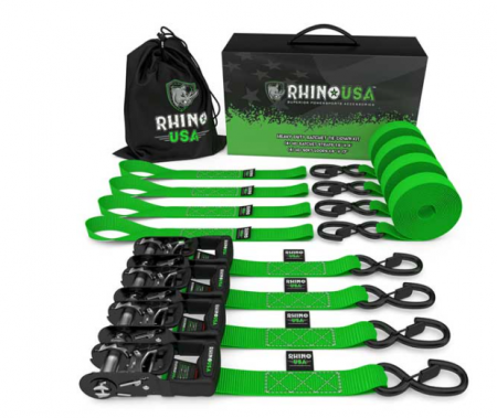 New Rhino USA 1.6IN X 8FT RATCHET TIE-DOWN-GREEN