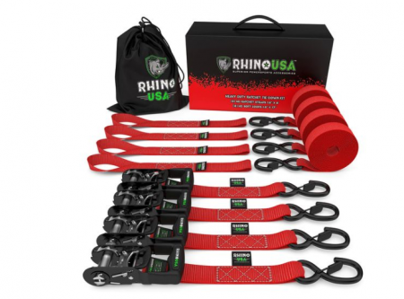 New Rhino USA 1.6IN X 8FT RATCHET TIE-DOWN-RED
