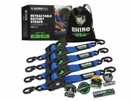 New Rhino USA 2 x 10 Retractable Strap -BLUE