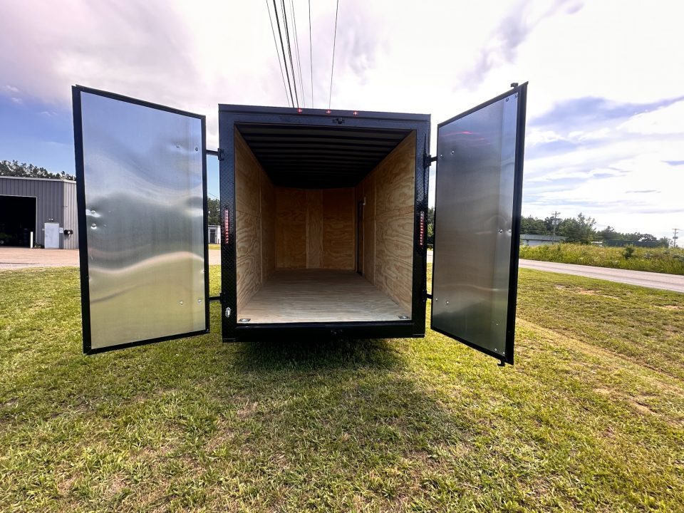 New 2026 Luxe 7x16 Enclosed Trailer- 5200LB Tandem Axle-DOUBLE DOORS-White Poly-Blackout