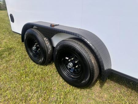 New 2026 Luxe 7x16 Enclosed Trailer- 5200LB Tandem Axle-DOUBLE DOORS-White Poly-Blackout