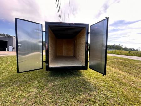 New 2026 Luxe 7x16 Enclosed Trailer- 5200LB Tandem Axle-DOUBLE DOORS-White Poly-Blackout