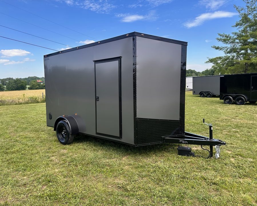 New 2026 Luxe 7X12 Enclosed Trailer-3500LB Single Axle-7'ft Interior-Charcoal Poly-Blackout