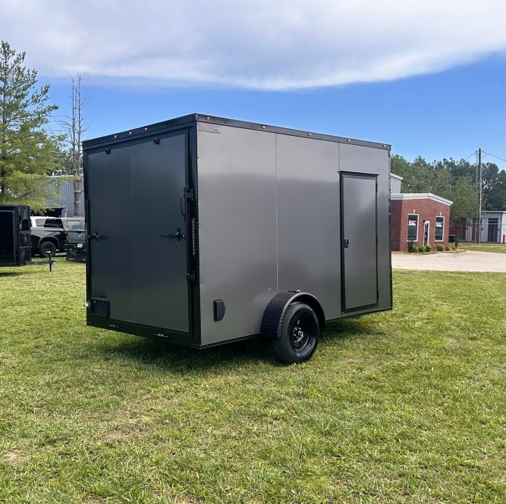 New 2026 Luxe 7X12 Enclosed Trailer-3500LB Single Axle-7'ft Interior-Charcoal Poly-Blackout