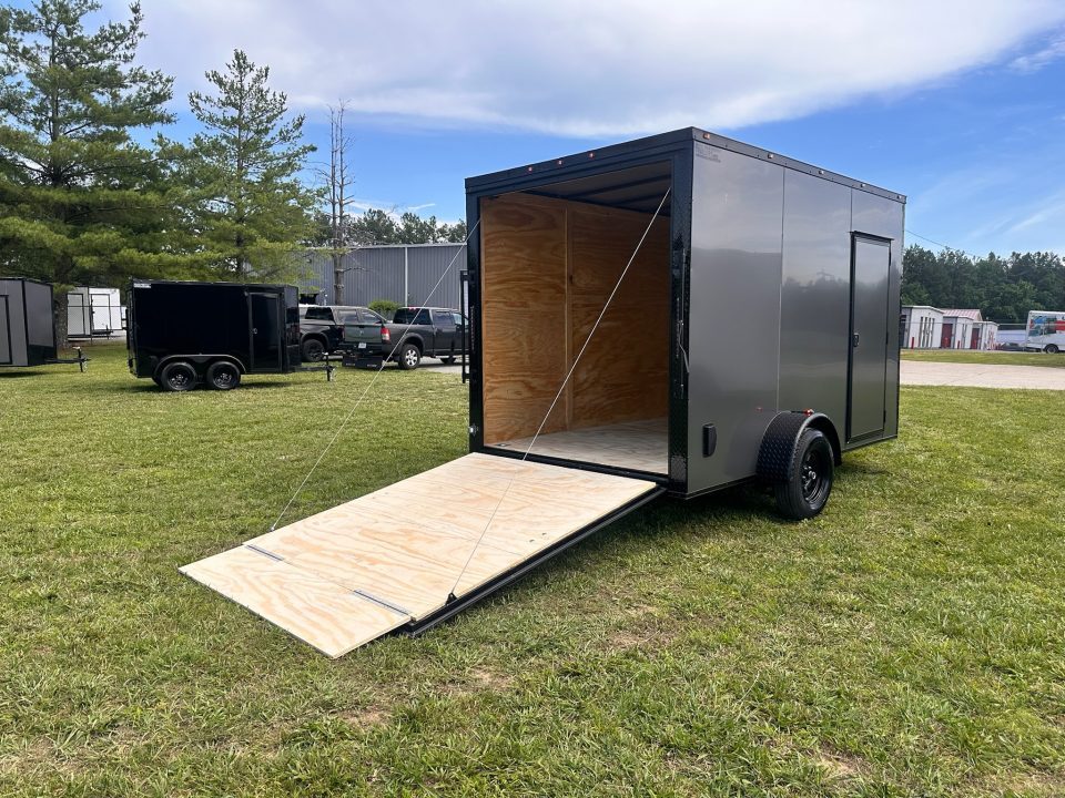 New 2026 Luxe 7X12 Enclosed Trailer-3500LB Single Axle-7'ft Interior-Charcoal Poly-Blackout