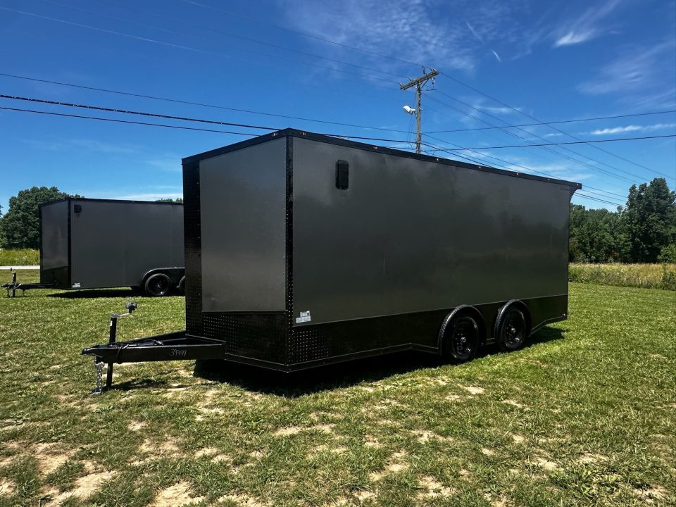New 2026 Luxe 8.5X18 Race Trailer- Finished Interior-5200LB Torsion Axles-Charcoal Poly-Blackout