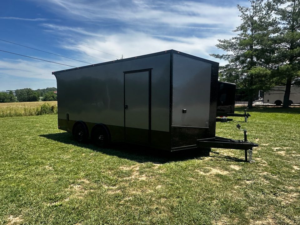 New 2026 Luxe 8.5X18 Race Trailer- Finished Interior-5200LB Torsion Axles-Charcoal Poly-Blackout