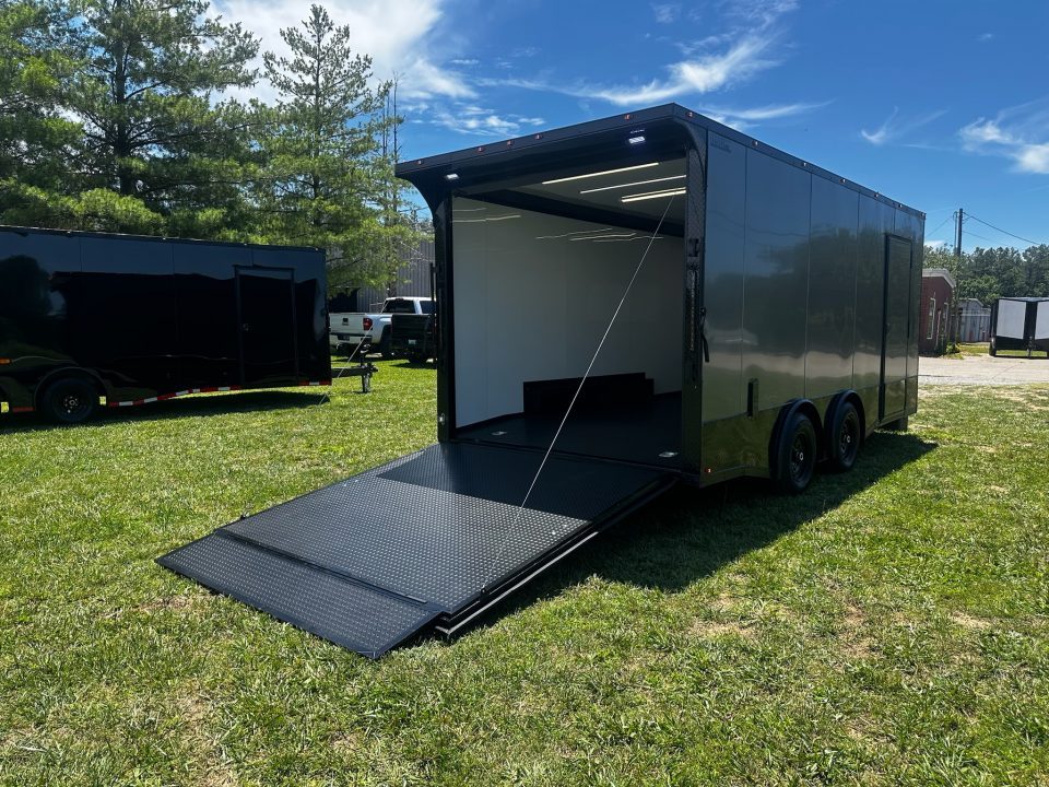 New 2026 Luxe 8.5X18 Race Trailer- Finished Interior-5200LB Torsion Axles-Charcoal Poly-Blackout