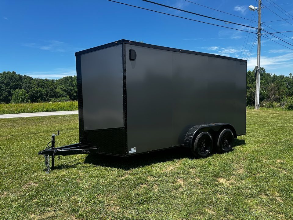 New 2026 Luxe 7X14 Enclosed Trailer-3500LB Tandem Axle-Charcoal Poly-Blackout