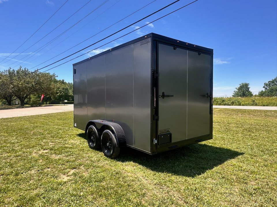 New 2026 Luxe 7X14 Enclosed Trailer-3500LB Tandem Axle-Charcoal Poly-Blackout