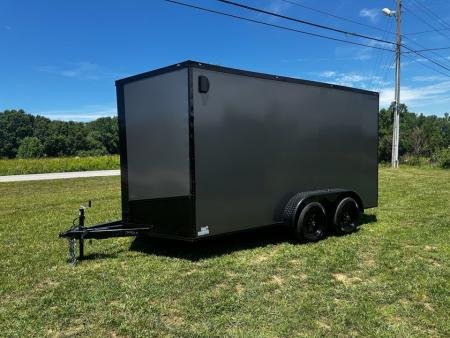 New 2026 Luxe 7X14 Enclosed Trailer-3500LB Tandem Axle-Charcoal Poly-Blackout